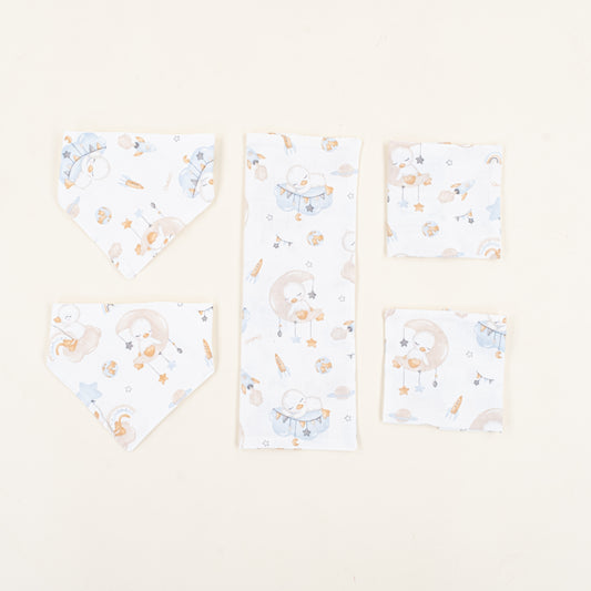 Önlük ve Mendil Seti - Tek Taraflı - Uykucu Ördek