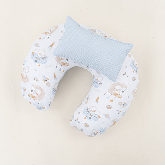 Emzirme Yastığı - Çift Taraflı - Bebe Mavi Petek - Uykucu Ördek