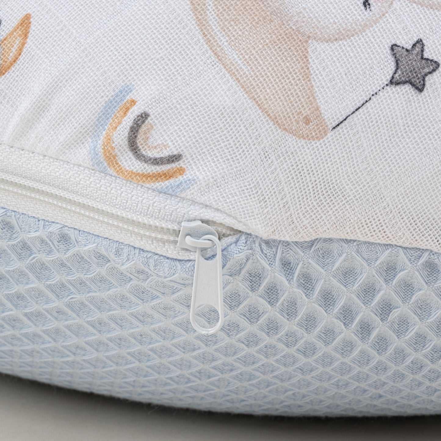 Emzirme Yastığı - Çift Taraflı - Bebe Mavi Petek - Uykucu Ördek