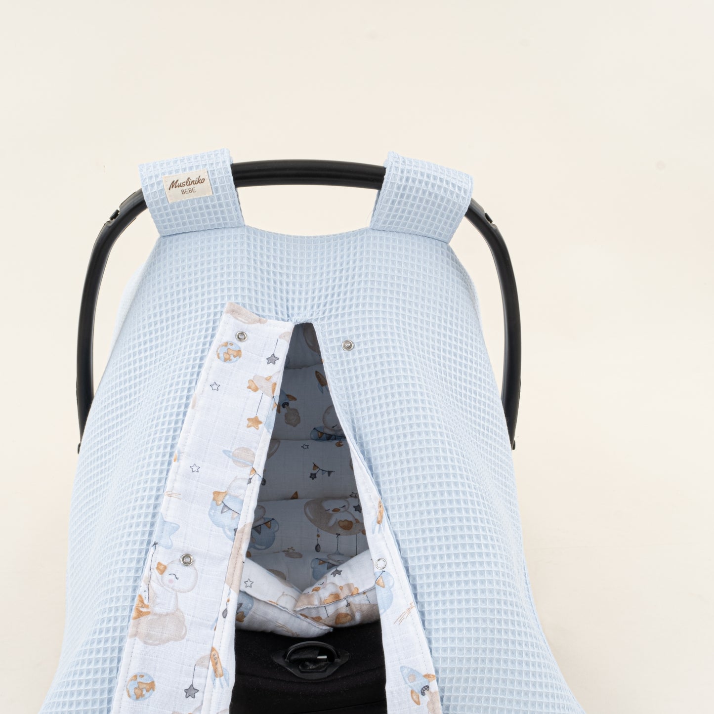 Puset Seti - Çift Taraflı - Bebe Mavi Petek - Uykucu Ördek