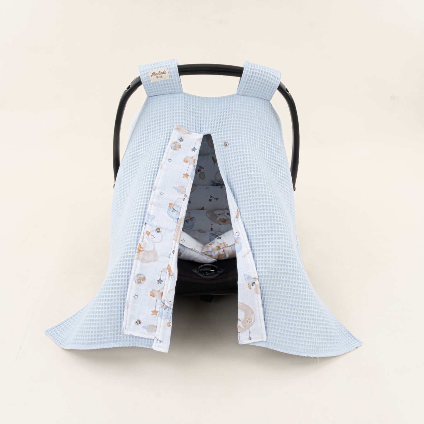 Puset Seti - Çift Taraflı - Bebe Mavi Petek - Uykucu Ördek