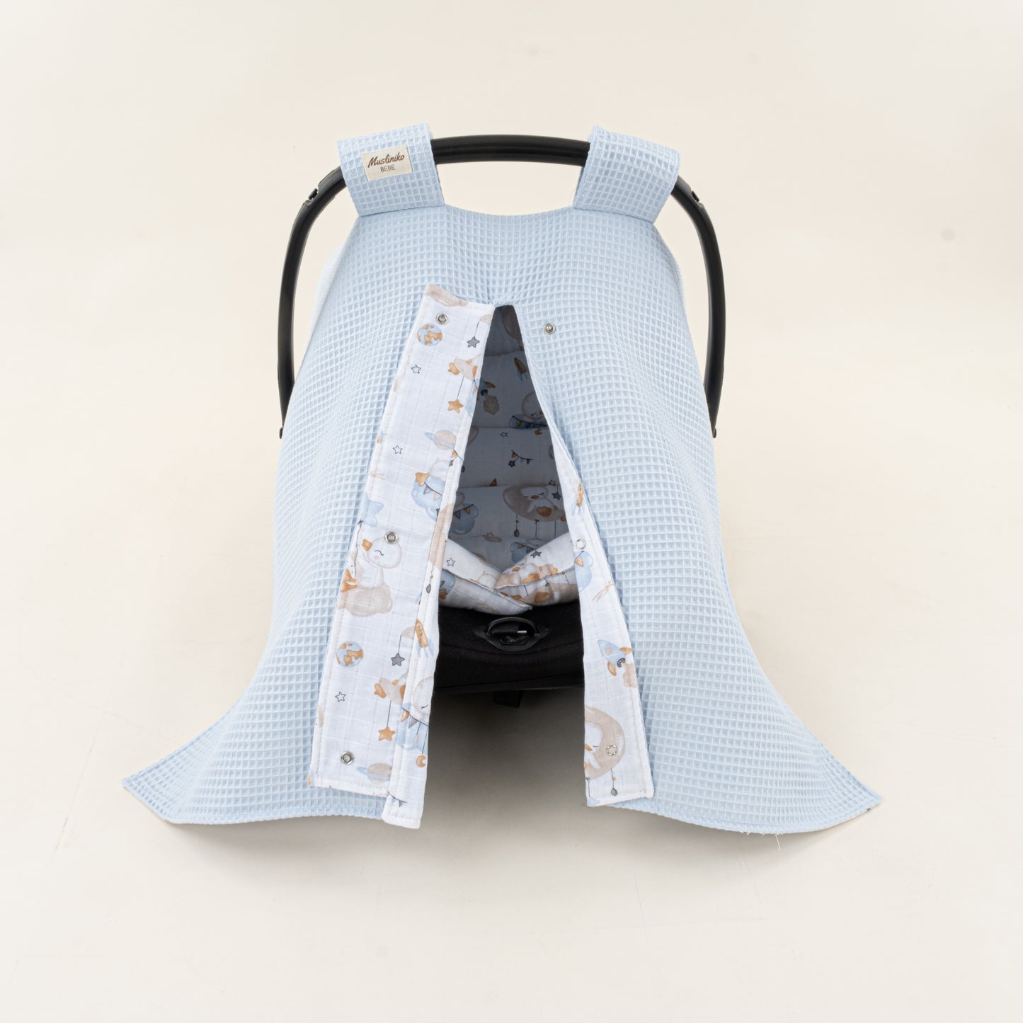 Puset Seti - Çift Taraflı - Bebe Mavi Petek - Uykucu Ördek