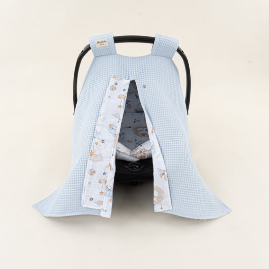 Puset Seti - Çift Taraflı - Bebe Mavi Petek - Uykucu Ördek