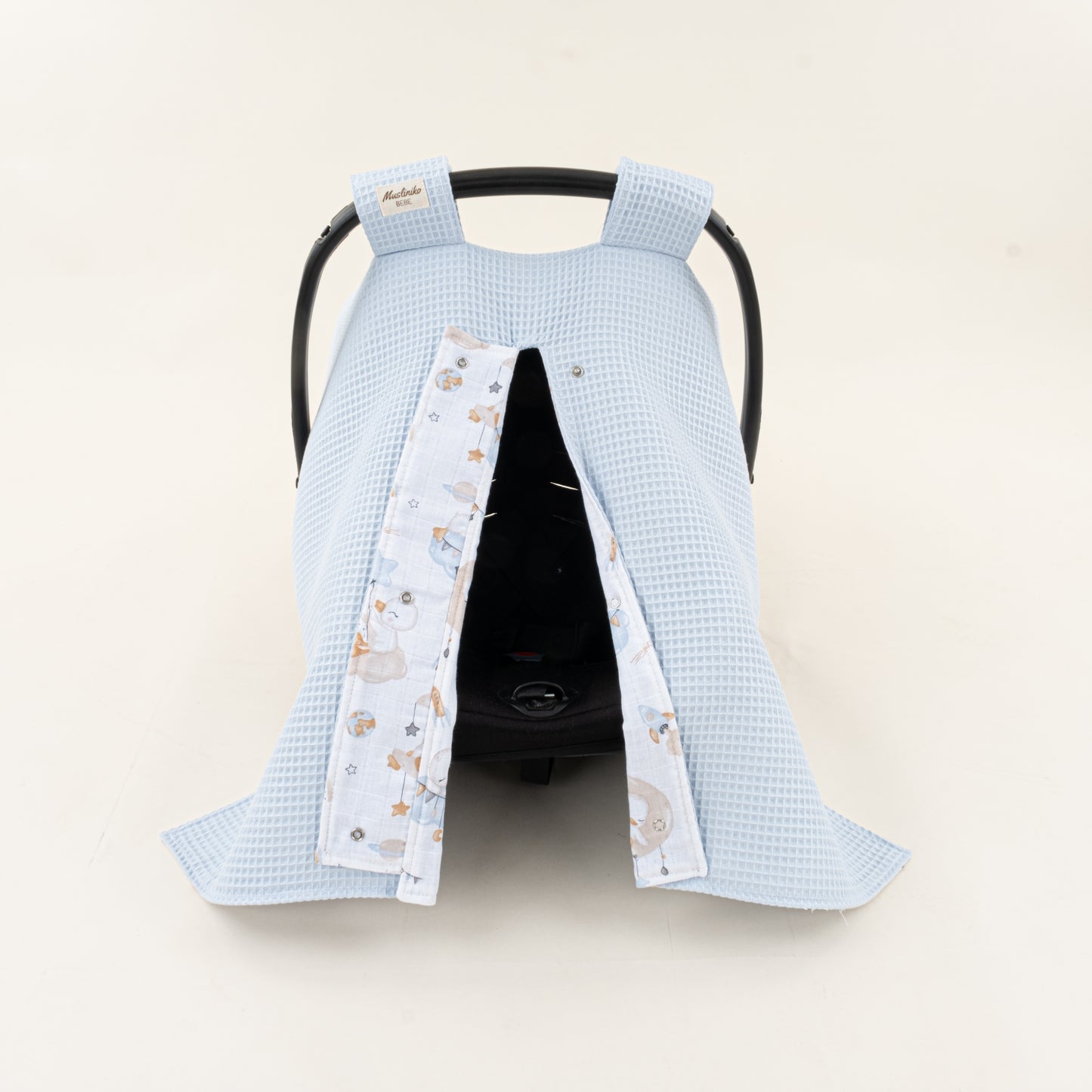 Puset Örtüsü - Çift Taraflı - Bebe Mavi Petek - Uykucu Ördek