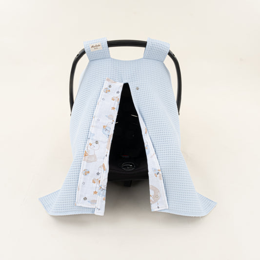 Puset Örtüsü - Çift Taraflı - Bebe Mavi Petek - Uykucu Ördek