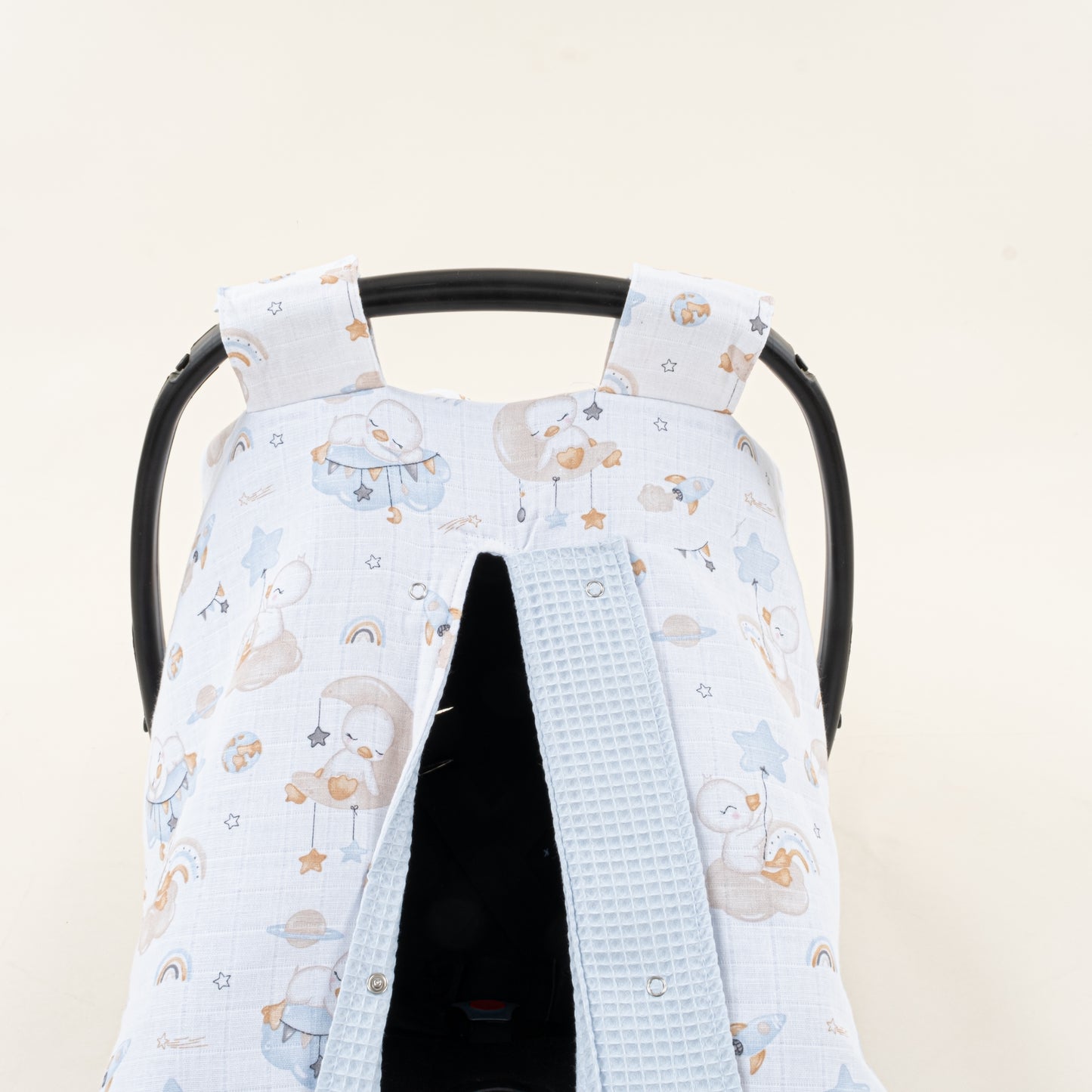 Puset Örtüsü - Çift Taraflı - Bebe Mavi Petek - Uykucu Ördek