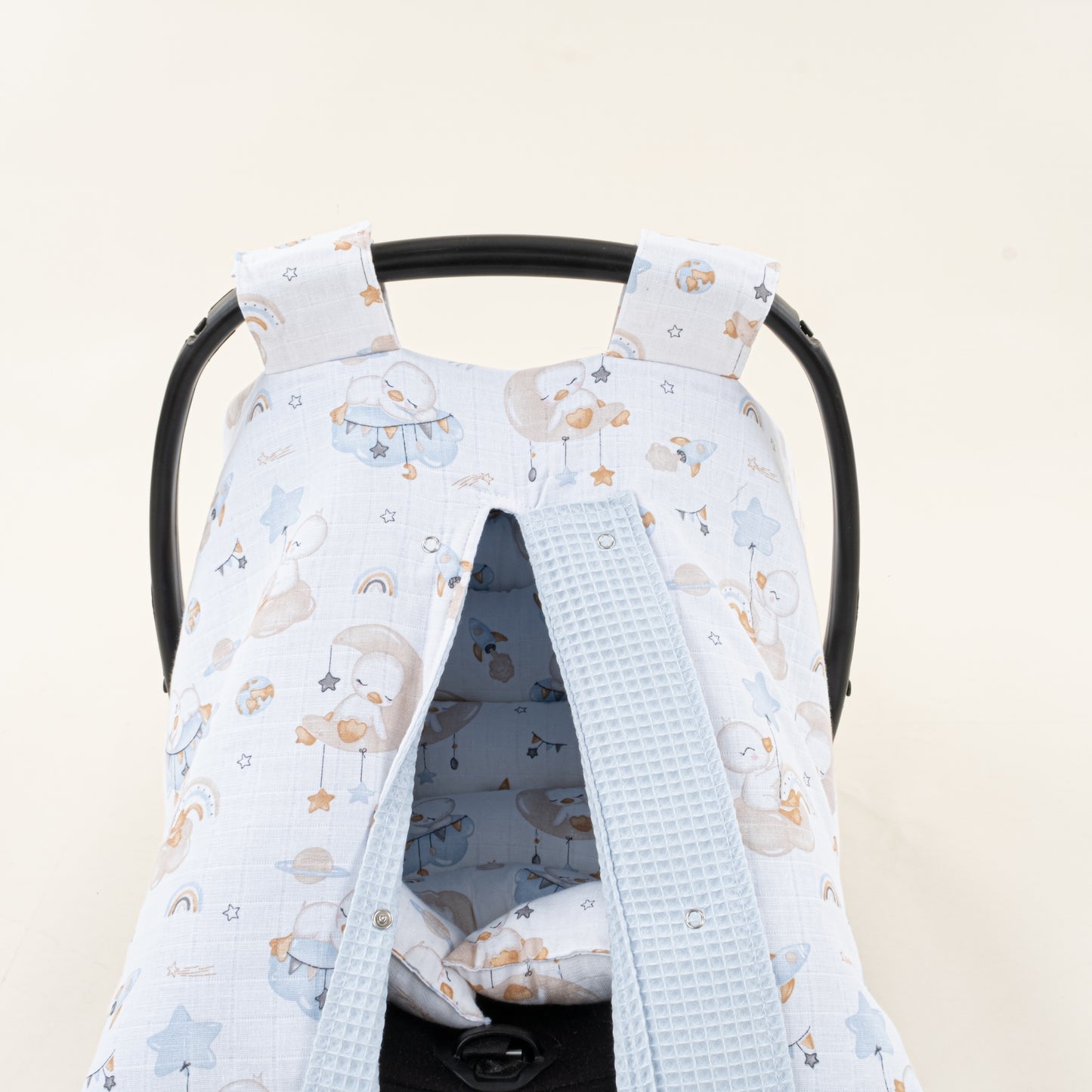 Puset Seti - Çift Taraflı - Bebe Mavi Petek - Uykucu Ördek