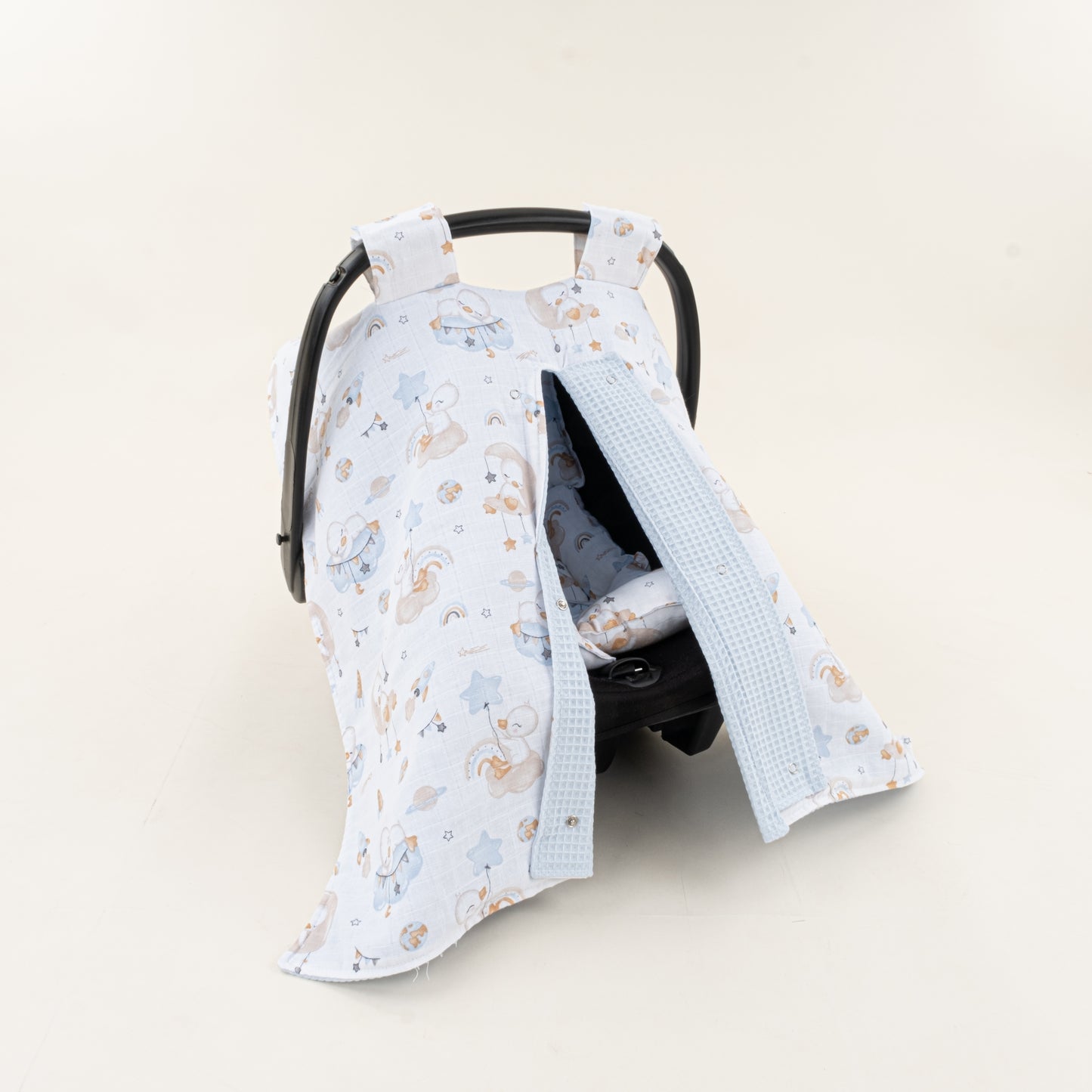 Puset Seti - Çift Taraflı - Bebe Mavi Petek - Uykucu Ördek