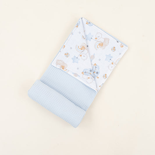 Pike Battaniye - Çift Taraflı - Bebe Mavi Petek - Uykucu Ördek