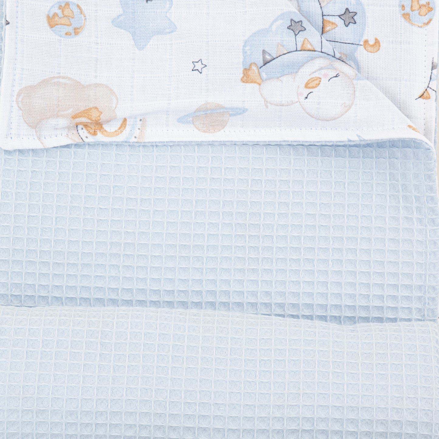 Pike Battaniye - Çift Taraflı - Bebe Mavi Petek - Uykucu Ördek