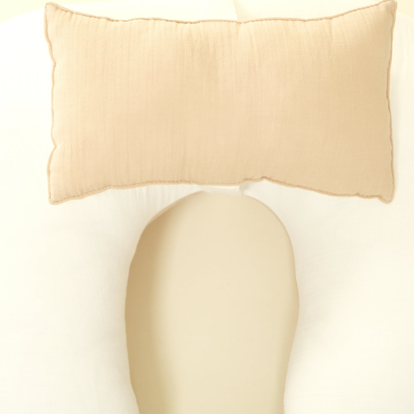 Emzirme Yastığı - Çift Taraflı - İki Katlı Bej Muslin - İki Katlı Krem Muslin