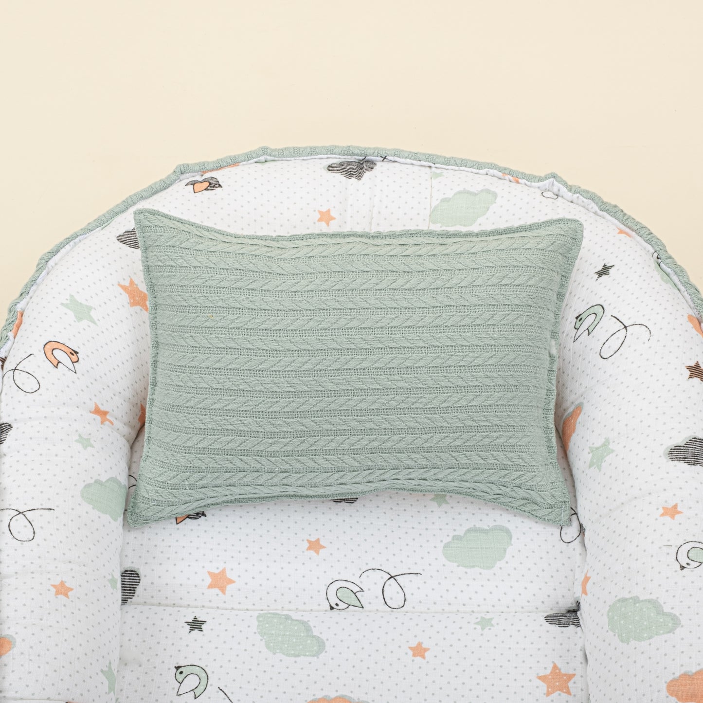 Babynest - Çift Taraflı - Mint Örgü - Kuşlar