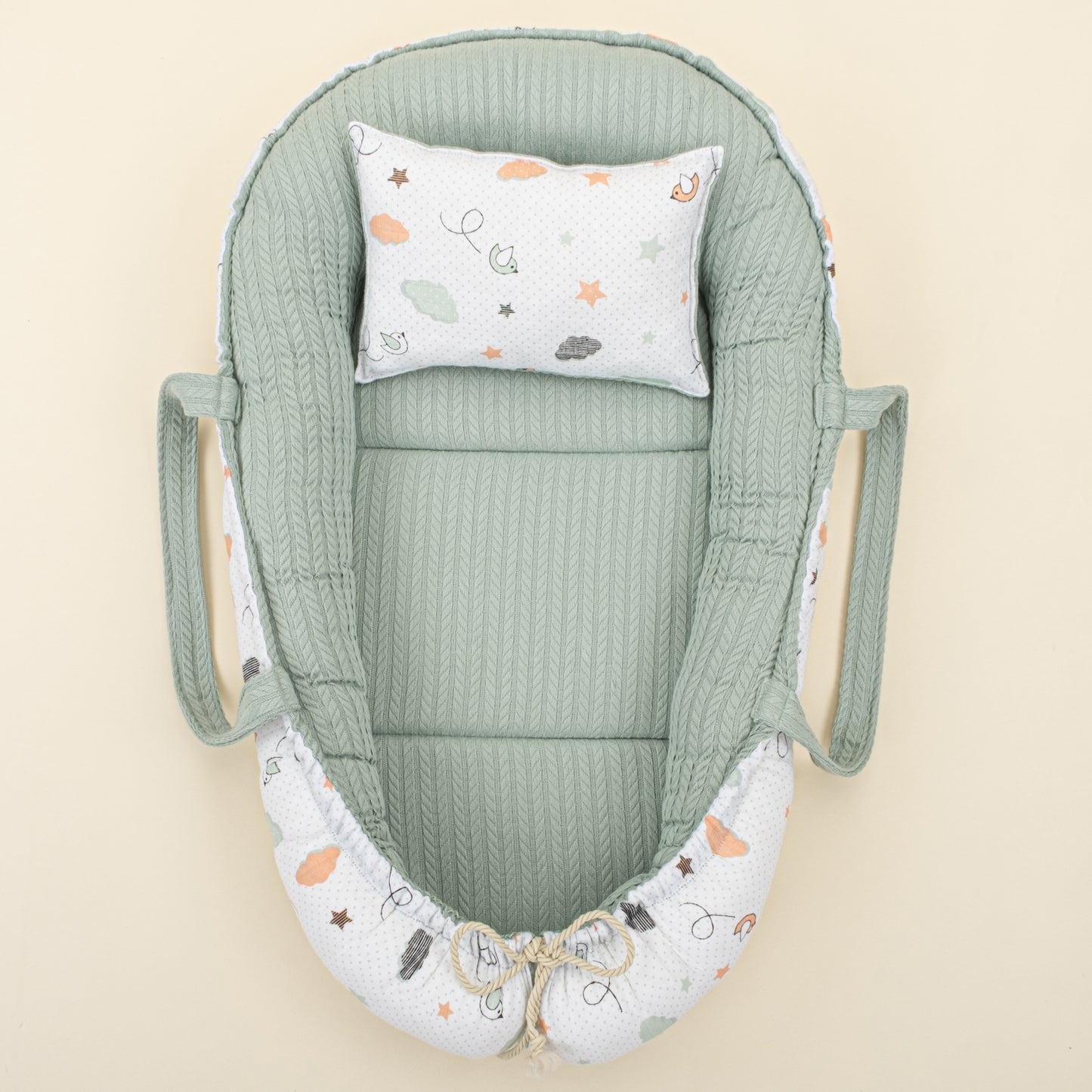 Babynest - Çift Taraflı - Mint Örgü - Kuşlar