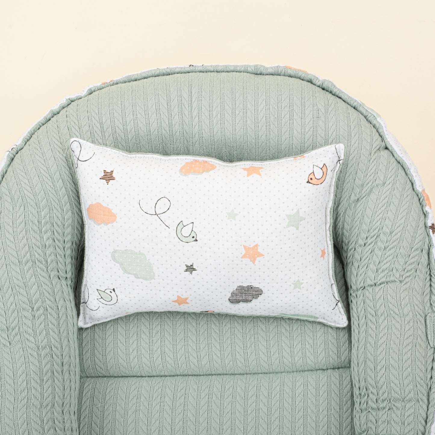 Babynest - Çift Taraflı - Mint Örgü - Kuşlar