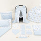 14 Parça Avantajlı Set - Çift Taraflı - Bebe Mavisi Muslin - Dino