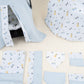 9 Parça Avantajlı Set - Çift Taraflı - Bebe Mavi Muslin - Dino