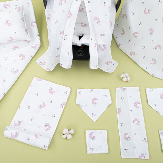 11 Parça Avantajlı Set - Tek Taraflı - Pembe Ay