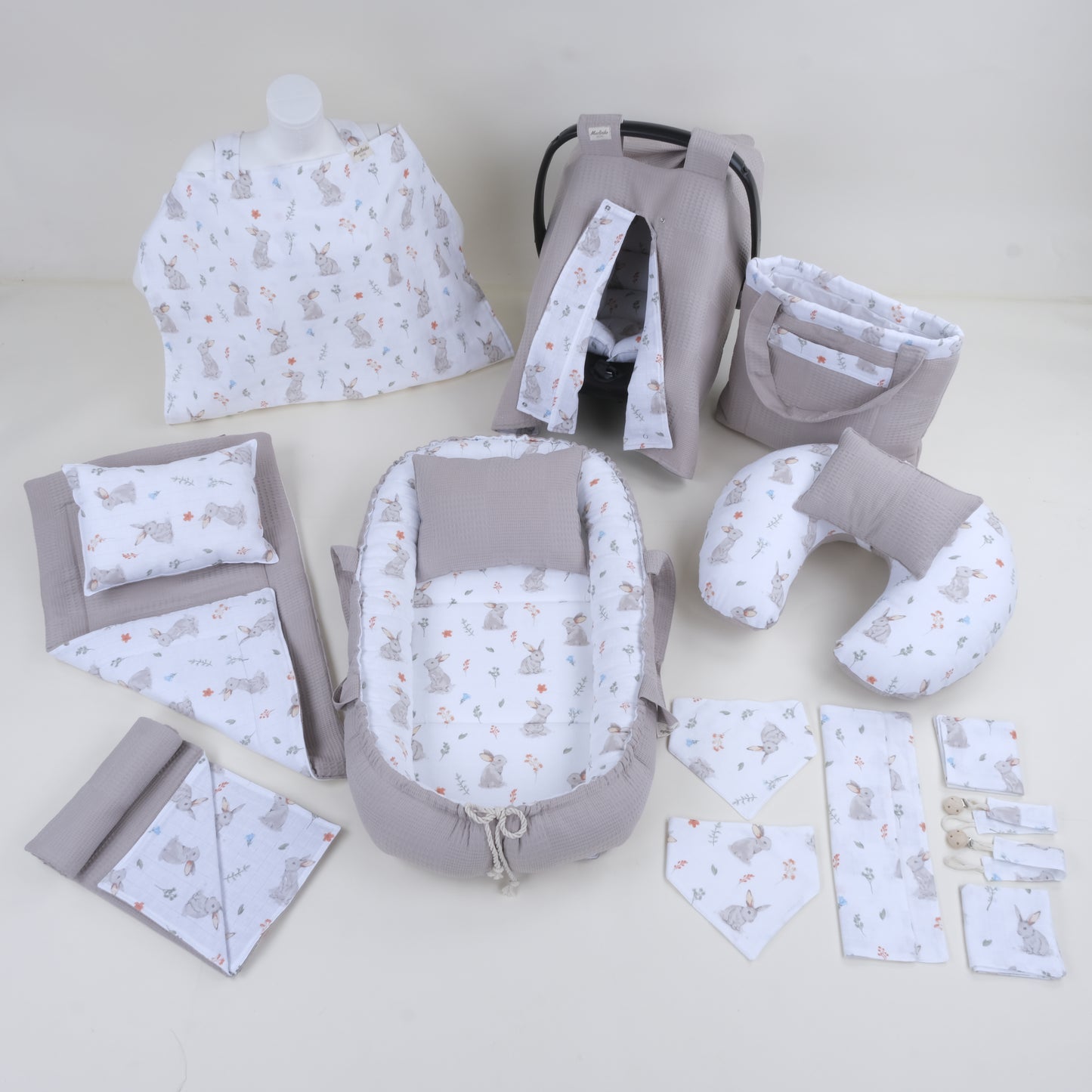 18 Parça Full Set - Çift Taraflı - Toprak Waffle - Kahverengi Tavşan