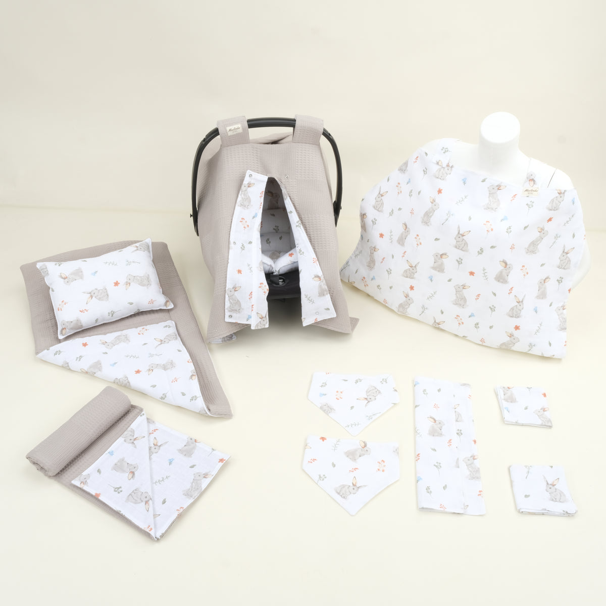 11 Parça Avantajlı Set - Çift Taraflı - Toprak Waffle - Kahverengi Tavşan