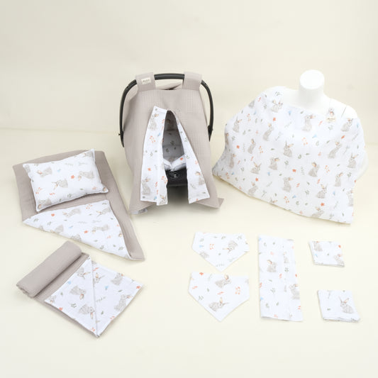 11 Parça Avantajlı Set - Çift Taraflı - Toprak Waffle - Kahverengi Tavşan