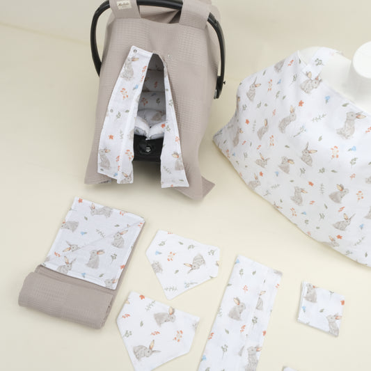 9 Parça Avantajlı Set - Çift Taraflı - Toprak Waffle - Kahverengi Tavşan