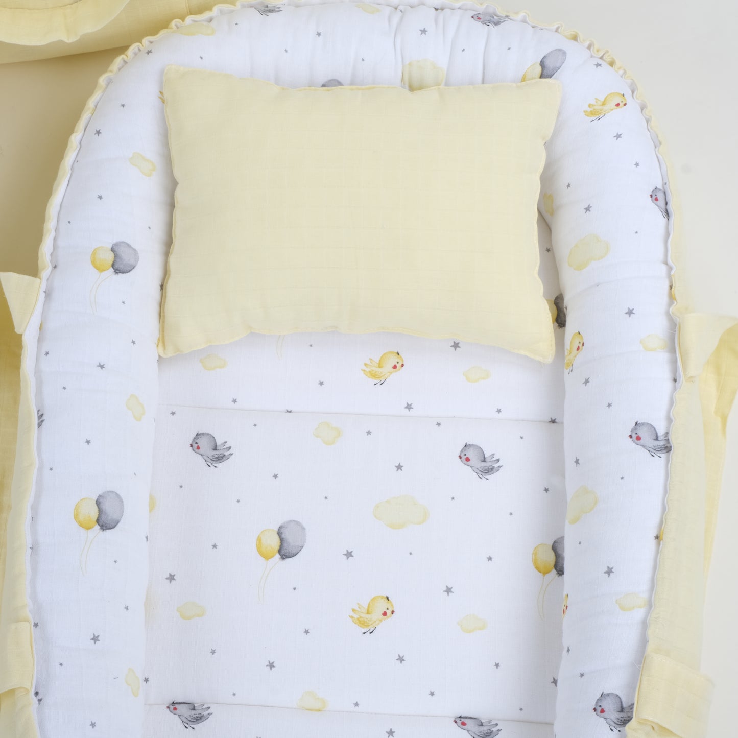 İndirimli Ürün -  6 Parça Set - Çift Taraflı - Sarı Muslin - Sarı Kuş
