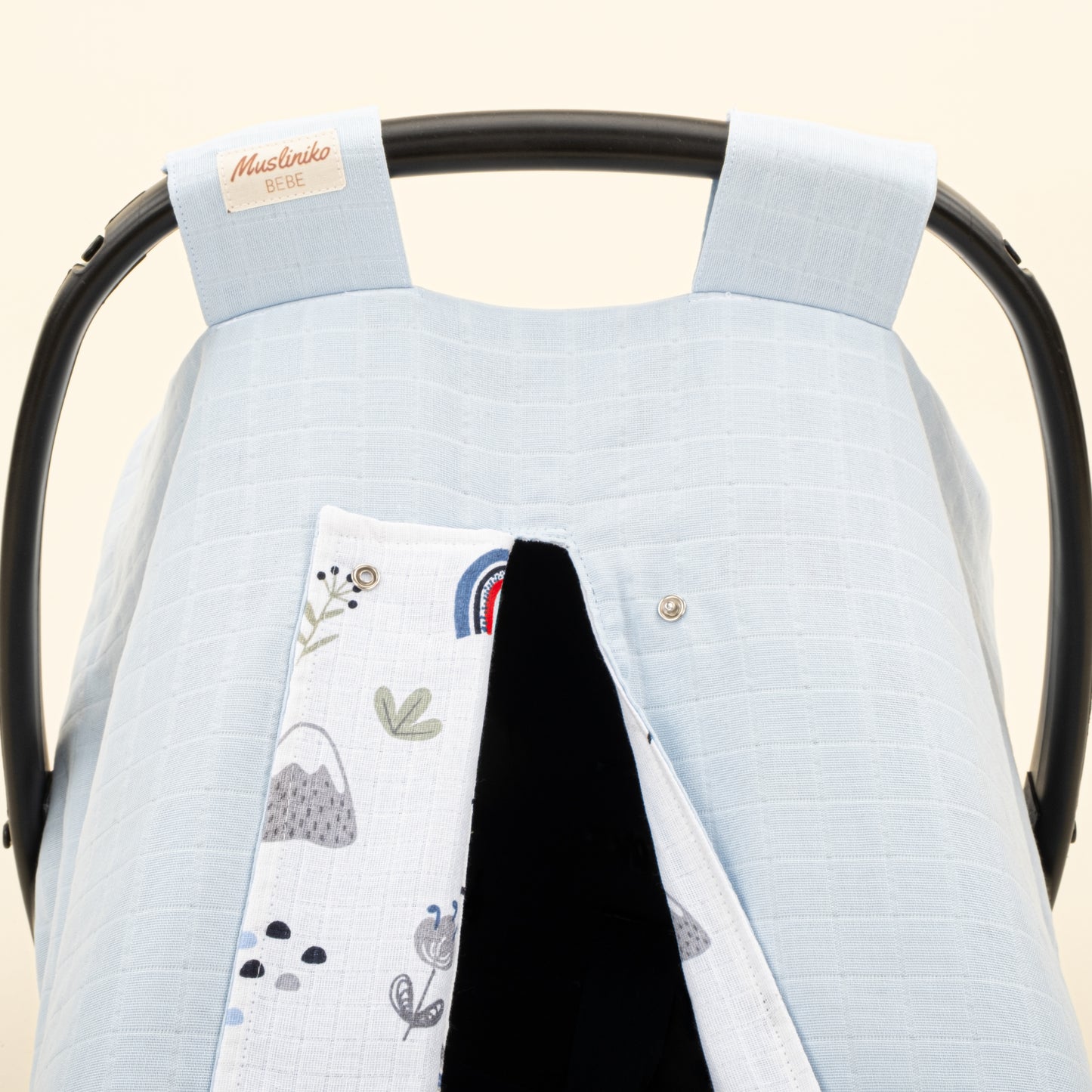 Puset Örtüsü - Çift Taraflı - Mavi Muslin - Mavi Kedi