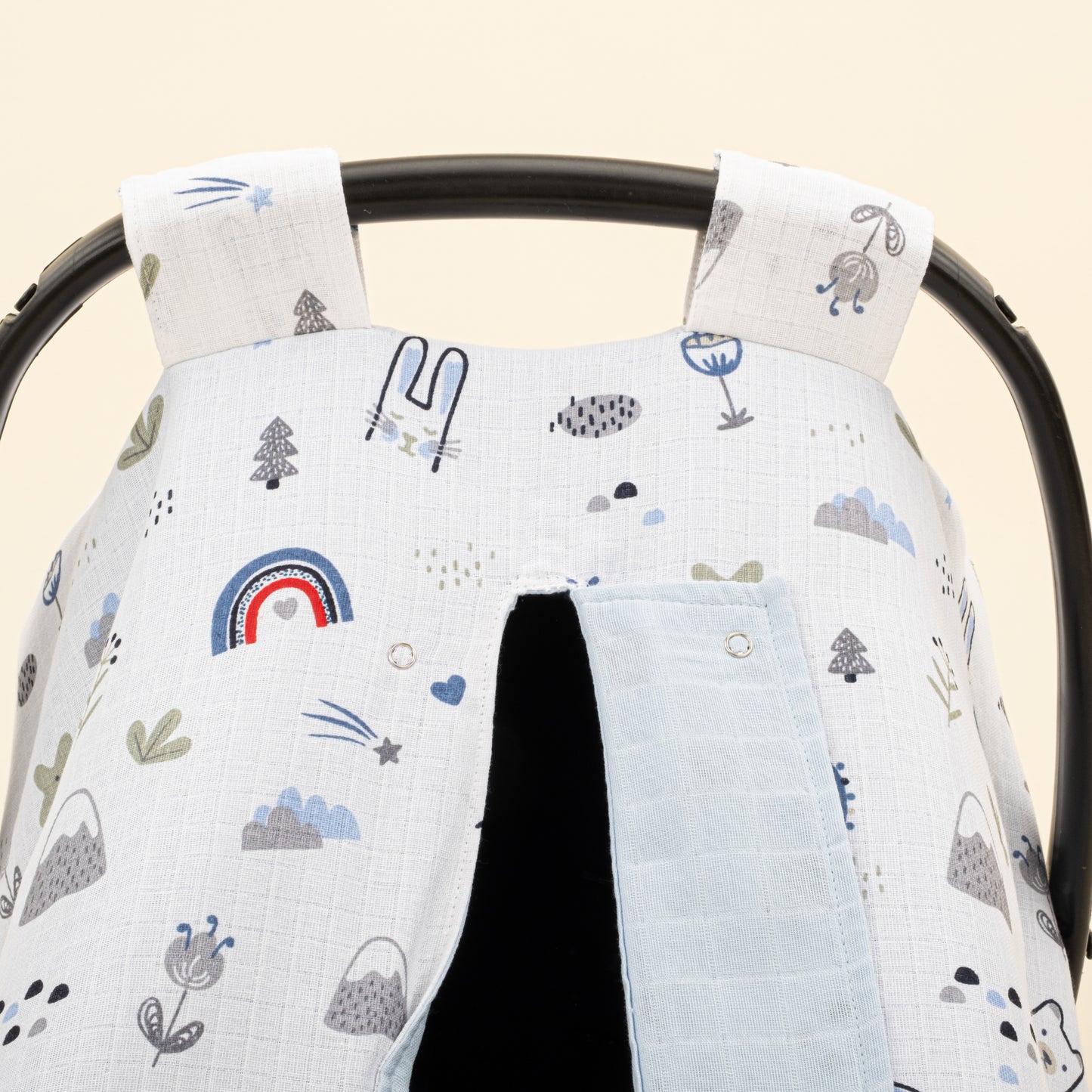 Puset Örtüsü - Çift Taraflı - Mavi Muslin - Mavi Kedi