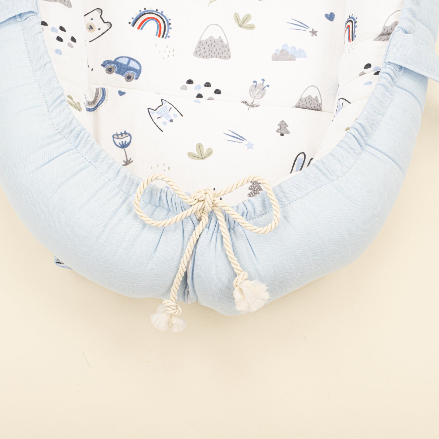 Babynest - Çift Taraflı - Mavi Muslin - Mavi Kedi