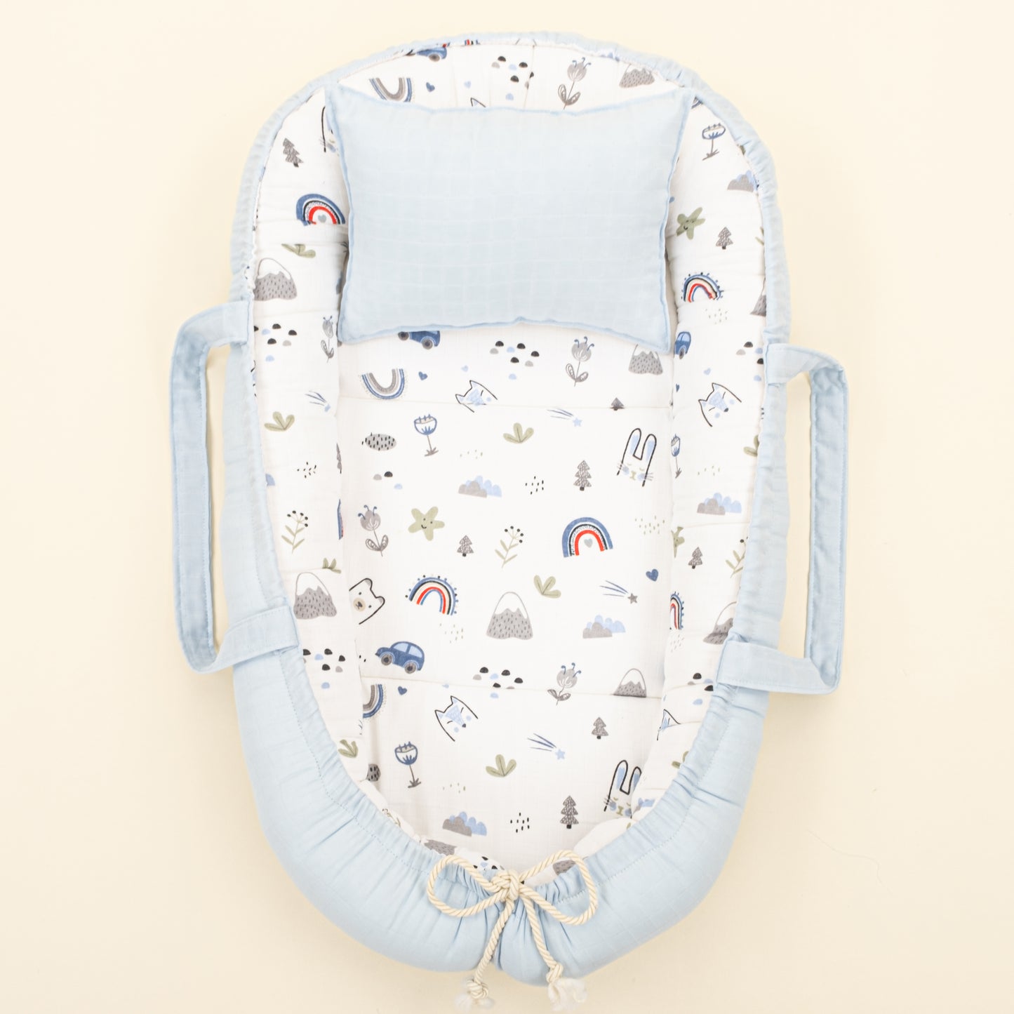 Babynest - Çift Taraflı - Mavi Muslin - Mavi Kedi