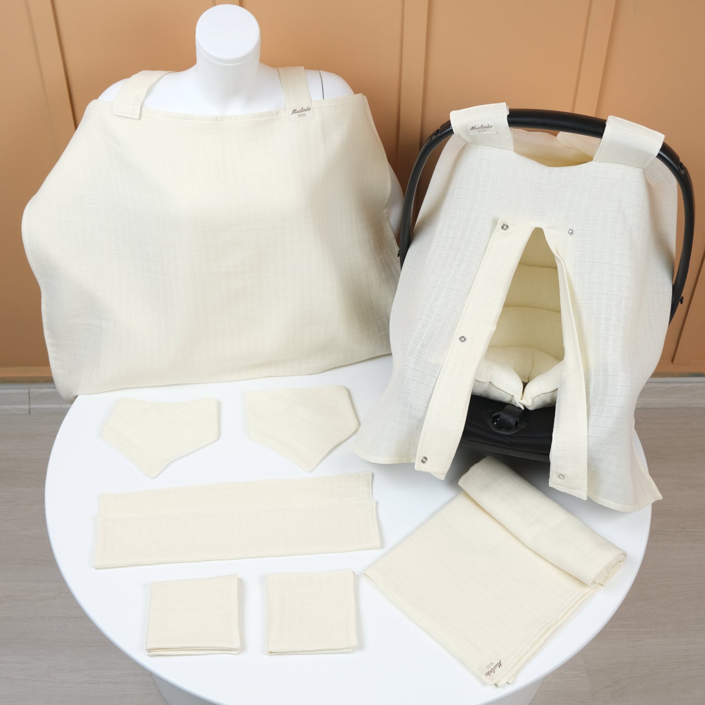 9 Parça Avantajlı Set - Tek Taraflı - Krem Muslin