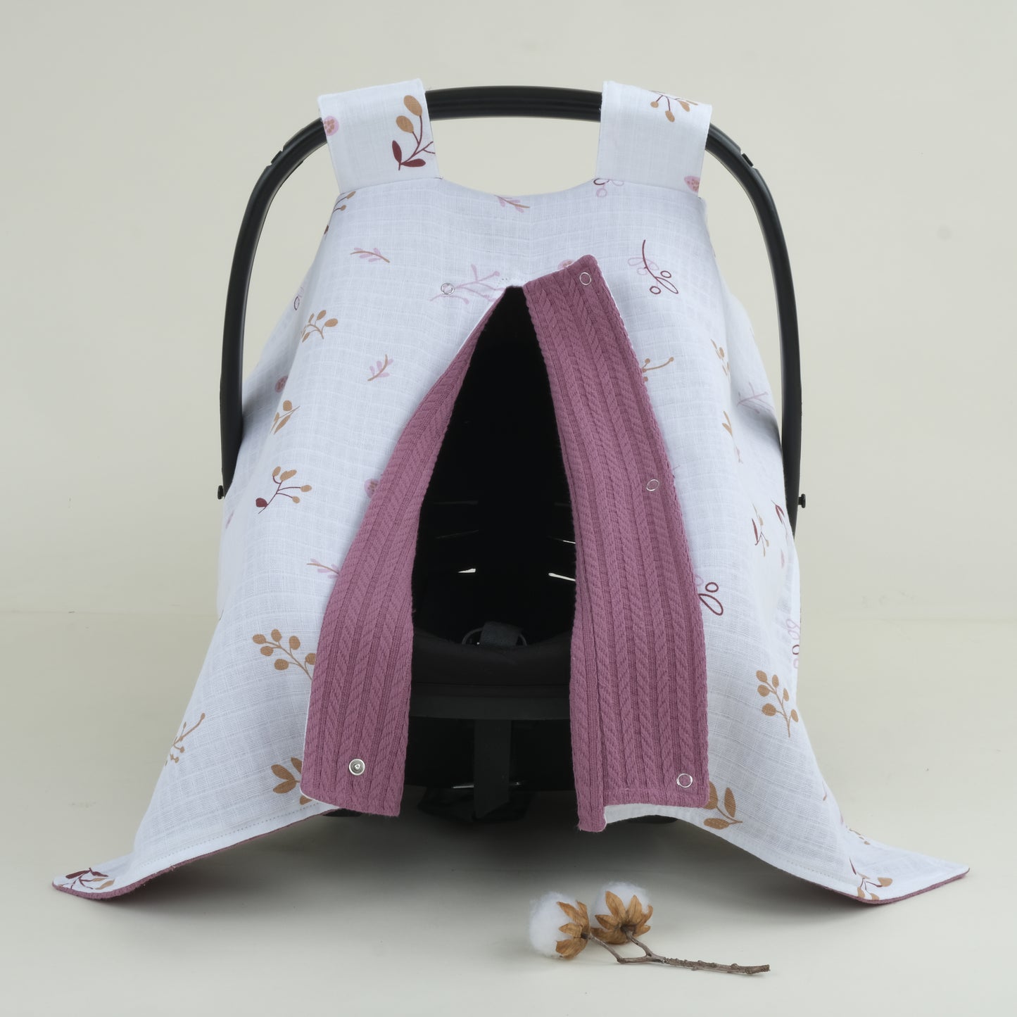 Puset Örtüsü - Çift Taraflı - Mürdüm Örgü - Pastel Bahce