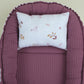 Babynest ve Yastık - Çift Taraflı - Mürdüm Örgü - Pastel Bahce