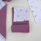 11 Parça Avantajlı Set - Çift Taraflı - Mürdüm Örgü - Pastel Bahce