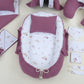 18 Parça Avantajlı Set - Çift Taraflı - Mürdüm Örgü - Pastel Bahce