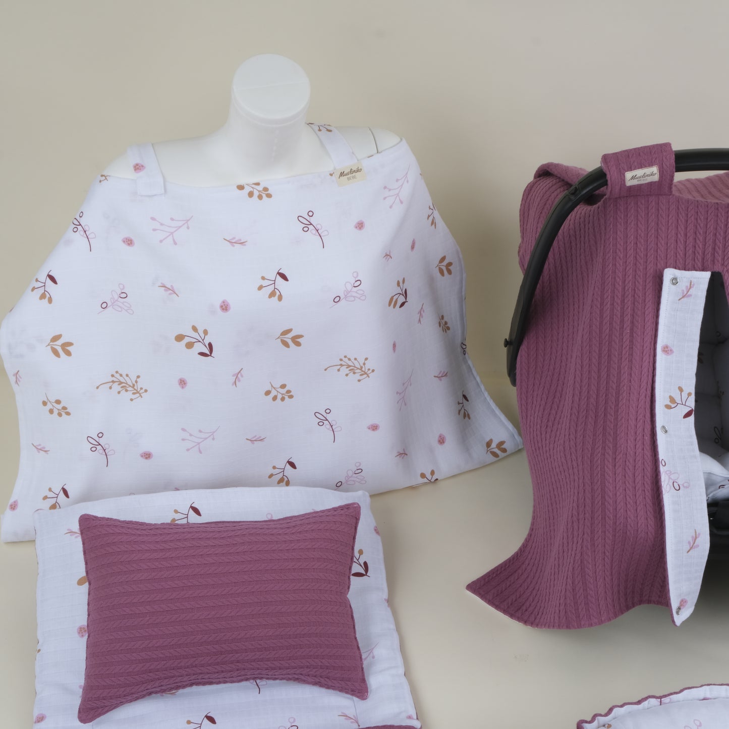 18 Parça Avantajlı Set - Çift Taraflı - Mürdüm Örgü - Pastel Bahce