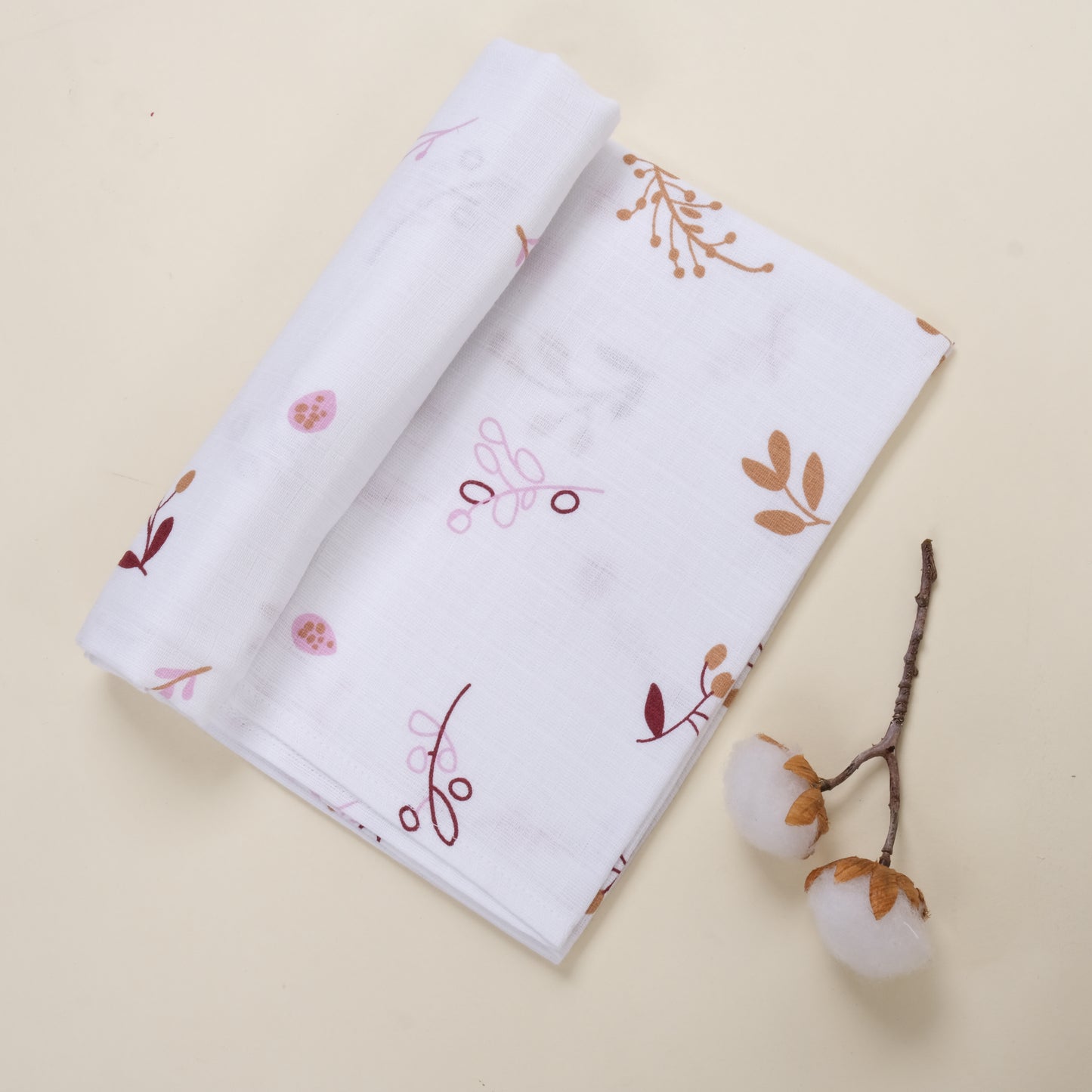 3lü Set - Müslin Örtü - Beyaz - Pastel Bahce - Bebe Pembe