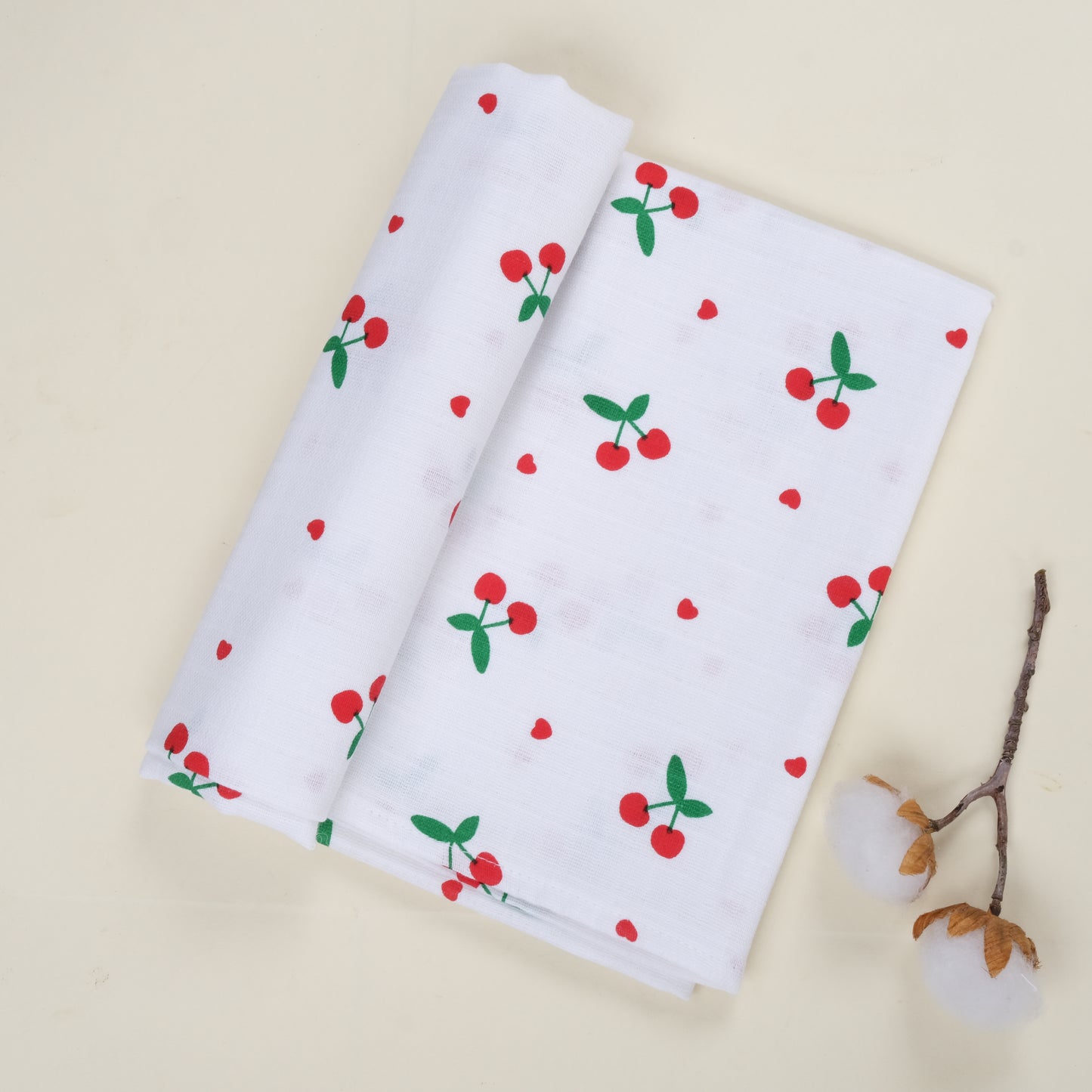 3lü Set - Müslin Örtü - Beyaz - Bebe Pembe - Kiraz