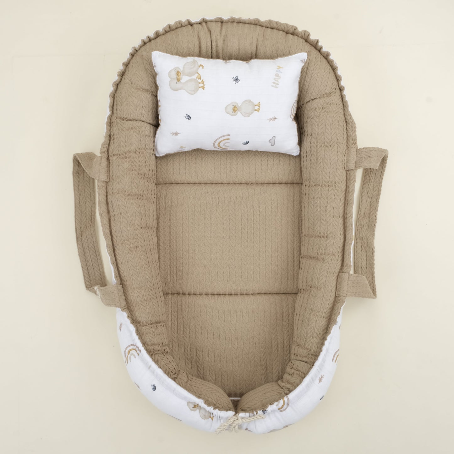 Babynest ve Yastık - Çift Taraflı - Taş Örgü - Kahverengi Ördek