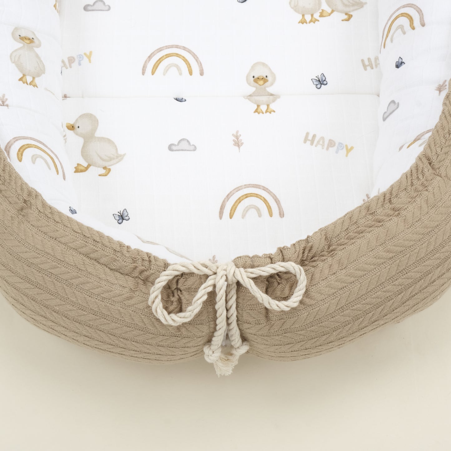 Babynest ve Yastık - Çift Taraflı - Taş Örgü - Kahverengi Ördek