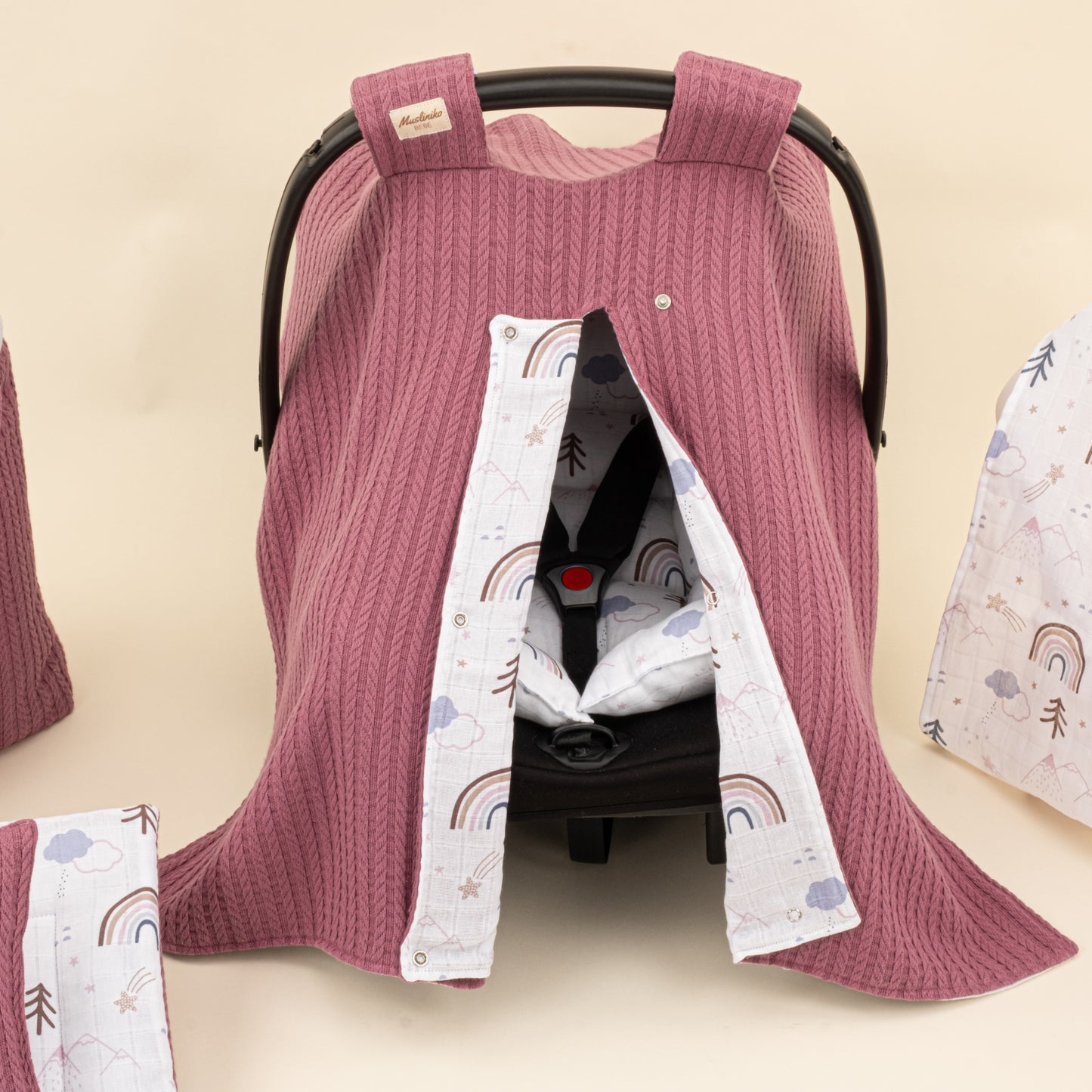 14 Parça Avantajlı Set - Çift Taraflı - Mürdüm Örgü - Pastel Gökkuşağı