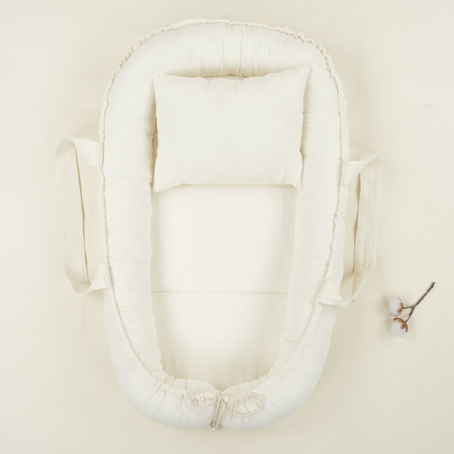 Babynest ve Yastık - Çift Taraflı - İki Katlı Krem Muslin