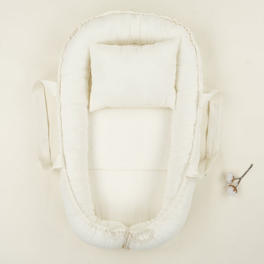 Babynest ve Yastık - Çift Taraflı - İki Katlı Krem Muslin