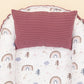 Babynest ve Yastık - Çift Taraflı - Mürdüm Örgü - Pastel Gökkuşağı