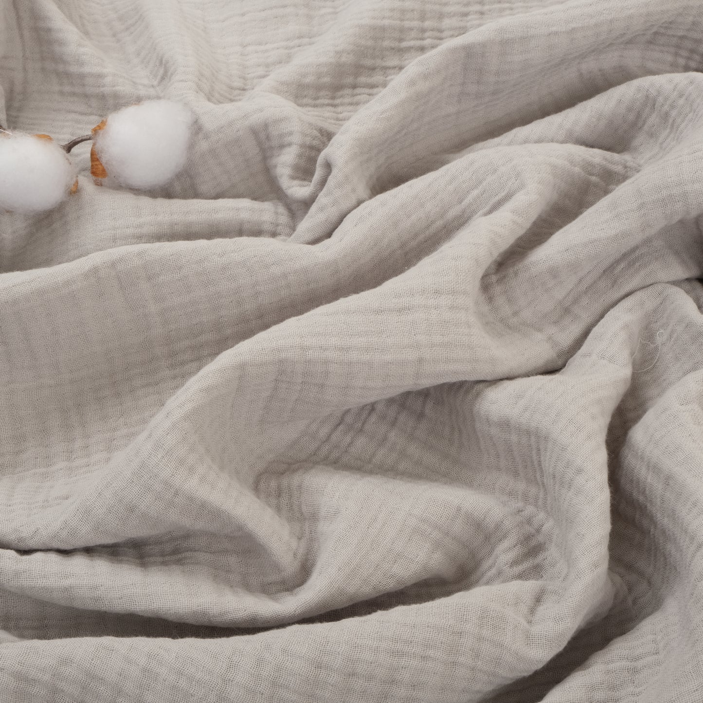 3 lü Bebek Muslin Kundak Set - Dört Katlı Püsküllü Gri - İki Katlı Bebe Mavi - Araçlar
