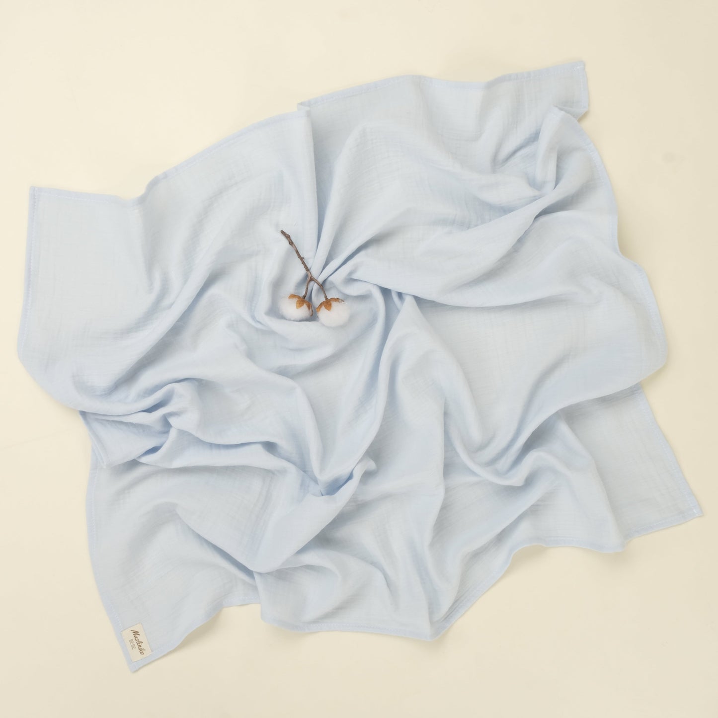 3 lü Bebek Muslin Kundak Set - Dört Katlı Püsküllü Gri - İki Katlı Bebe Mavi - Araçlar