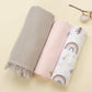3 lü Bebek Muslin Kundak Set - Dört Katlı Püsküllü Gri - İki Katlı Bebe Pembe - Pastel Gökkuşağı