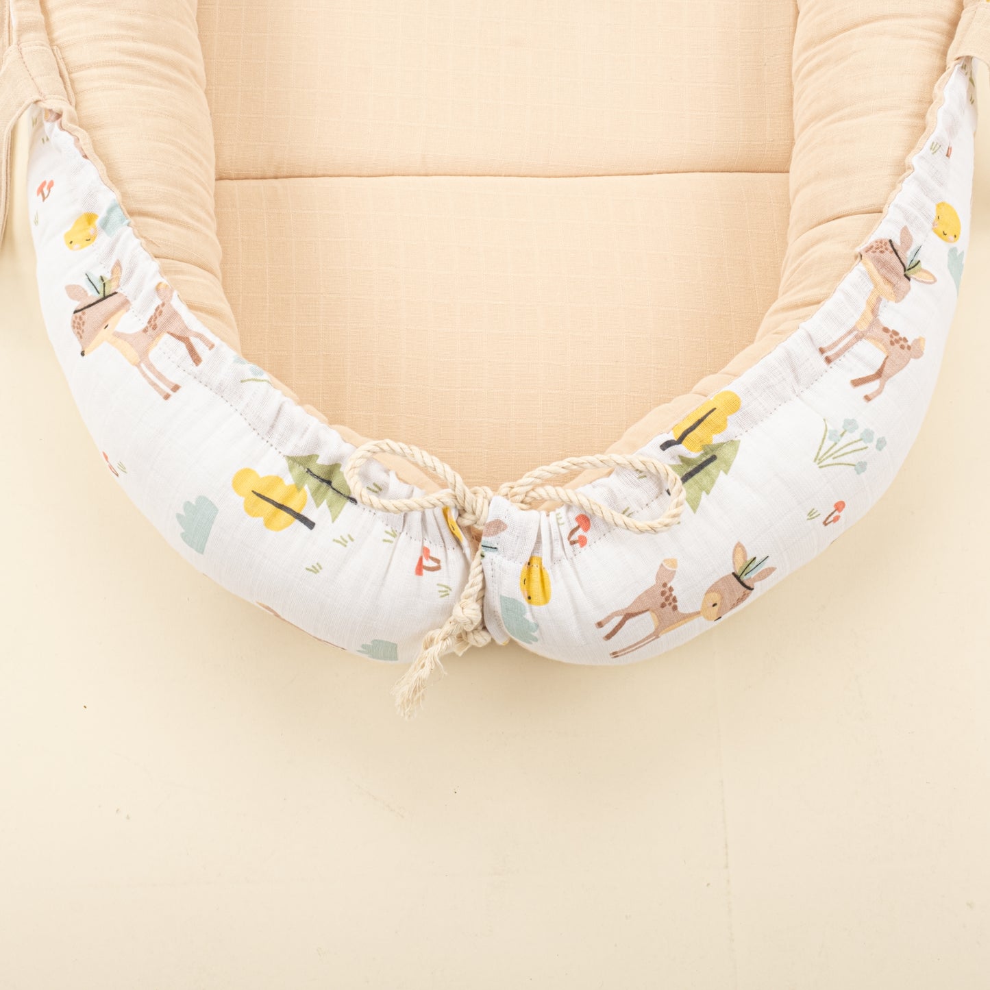 Babynest ve Yastık- Çift Taraflı - Kumsal Beji Muslin - Ceylan