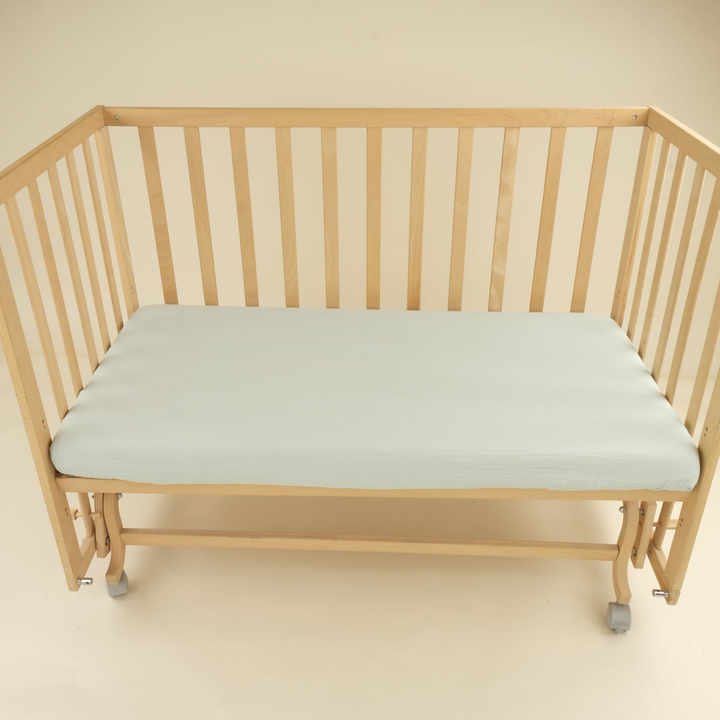 Bebek Lastikli Çarşaf ve Yastık Kılıfı - İki Katlı Organik Muslin - Mint - Su Yeşili Güneş