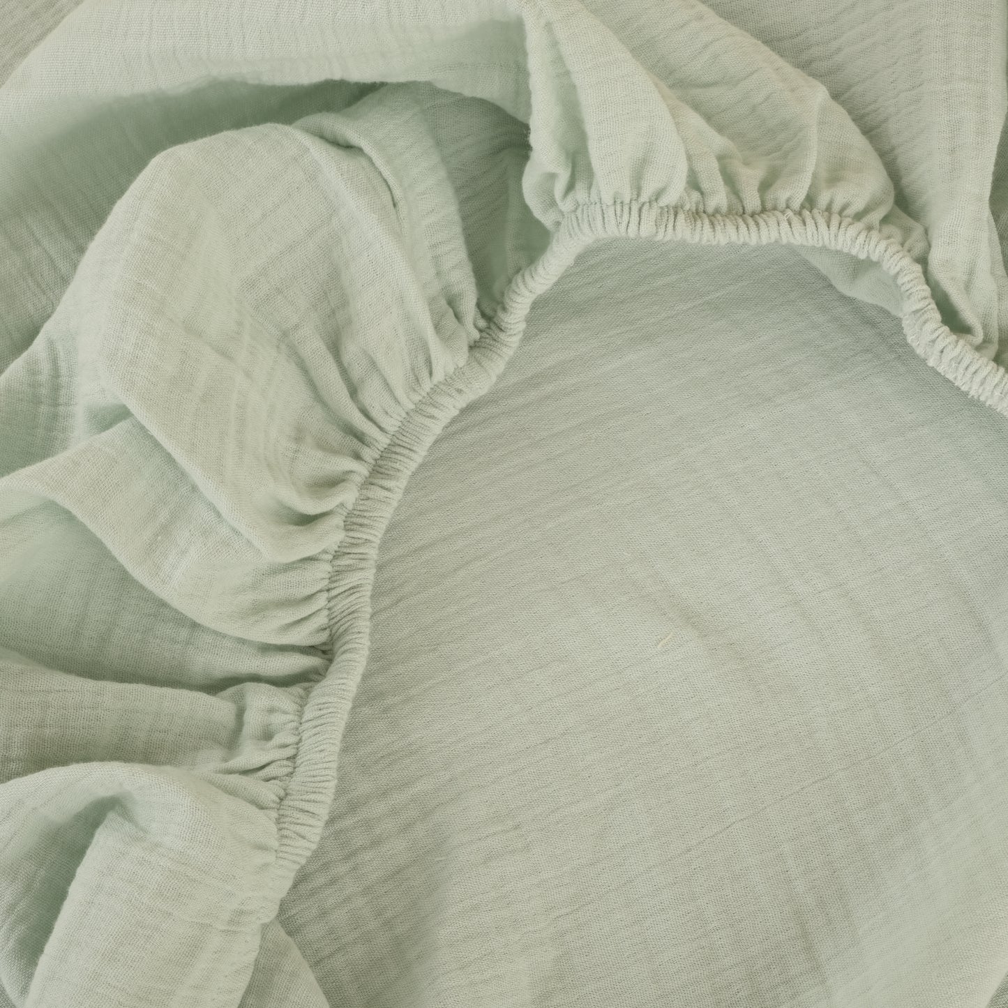 Bebek Lastikli Çarşaf ve Yastık Kılıfı - İki Katlı Organik Muslin - Mint - Su Yeşili Güneş
